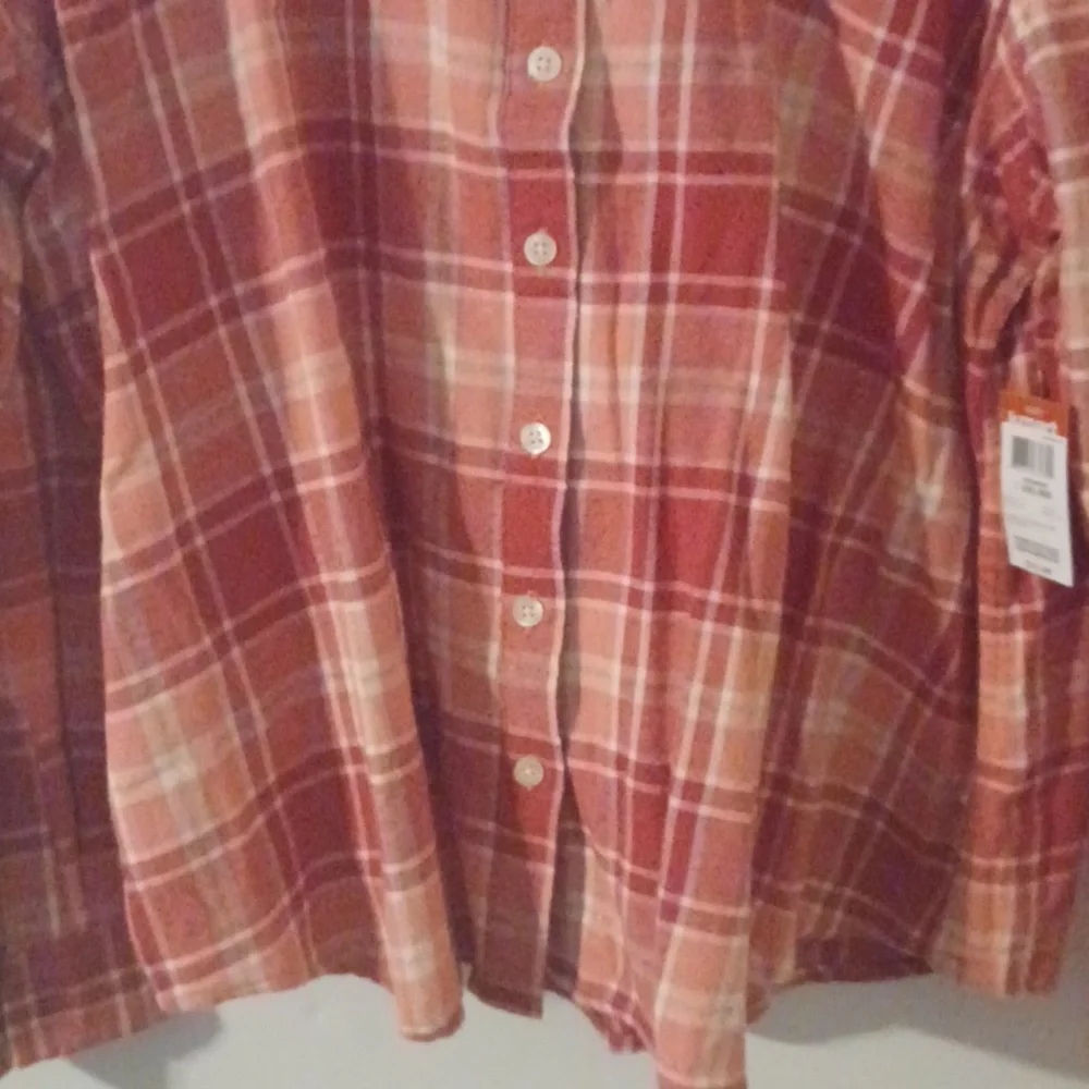 Basic editions womens plaid flannel shirt pinkish size XXL NWT - Picture 4 of 5